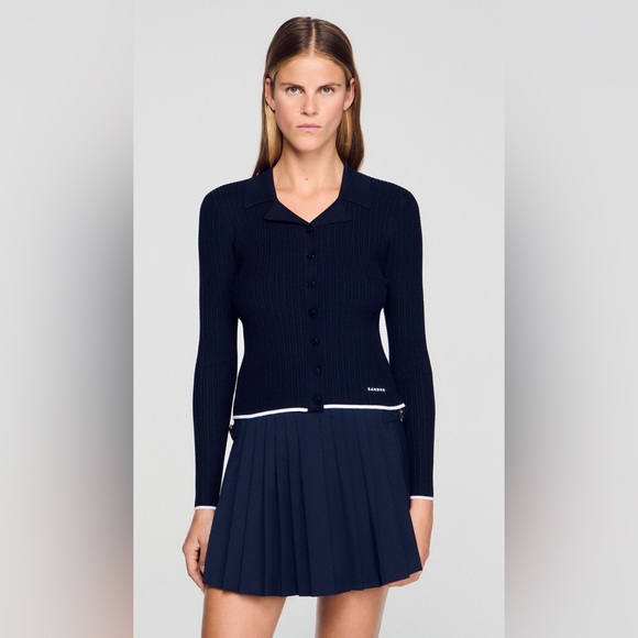 Sandro Sweaters - Sandro CROPPED POLO COLLAR CARDIGAN/ Size 0
